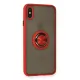 Apple iPhone X Kılıf Montreal Yüzüklü Silikon Kapak - Kırmızı