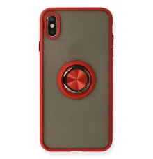 Apple iPhone X Kılıf Montreal Yüzüklü Silikon Kapak - Kırmızı
