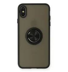 Apple iPhone XS Max Kılıf Montreal Yüzüklü Silikon Kapak - Siyah