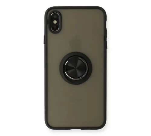 Apple iPhone XS Max Kılıf Montreal Yüzüklü Silikon Kapak - Siyah