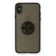 Apple iPhone XS Max Kılıf Montreal Yüzüklü Silikon Kapak - Siyah