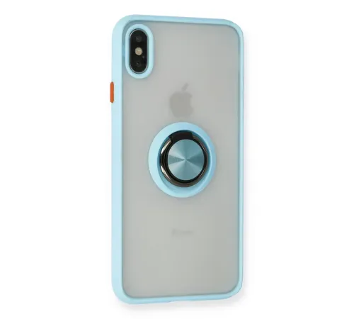 Apple iPhone XS Max Kılıf Montreal Yüzüklü Silikon Kapak - Buz Mavi