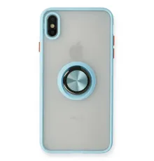 Apple iPhone XS Max Kılıf Montreal Yüzüklü Silikon Kapak - Buz Mavi