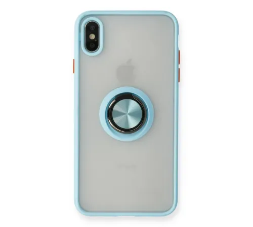 Apple iPhone XS Max Kılıf Montreal Yüzüklü Silikon Kapak - Buz Mavi