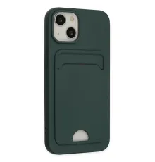 Apple iPhone 14 Plus Kılıf Kelvin Kartvizitli Silikon - Koyu Yeşil