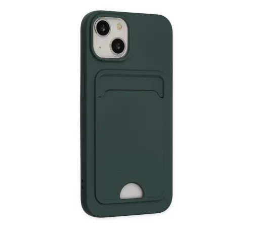 Apple iPhone 14 Plus Kılıf Kelvin Kartvizitli Silikon - Koyu Yeşil
