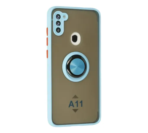 Samsung Galaxy A11 Kılıf Montreal Yüzüklü Silikon Kapak - Buz Mavi