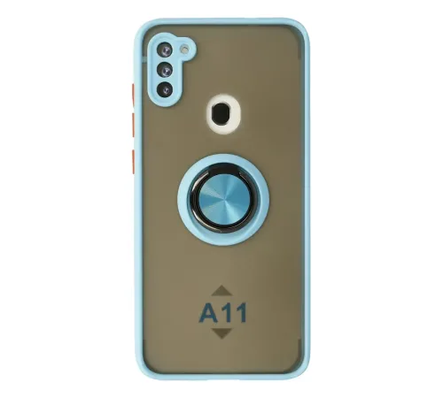 Samsung Galaxy A11 Kılıf Montreal Yüzüklü Silikon Kapak - Buz Mavi