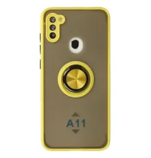 Samsung Galaxy A11 Kılıf Montreal Yüzüklü Silikon Kapak - Sarı