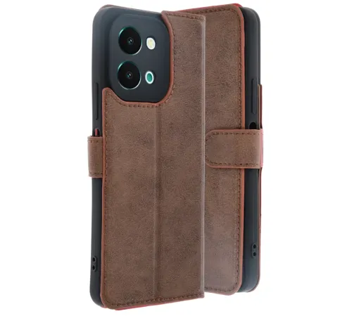 Vivo Y28 Kılıf Trend S Plus Kapaklı Kılıf - Taba