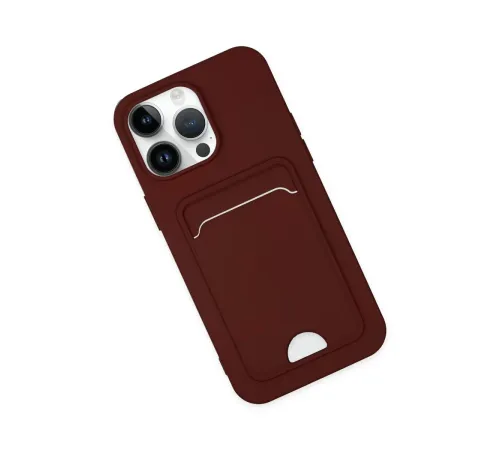 Apple iPhone 14 Pro Kılıf Kelvin Kartvizitli Silikon - Bordo