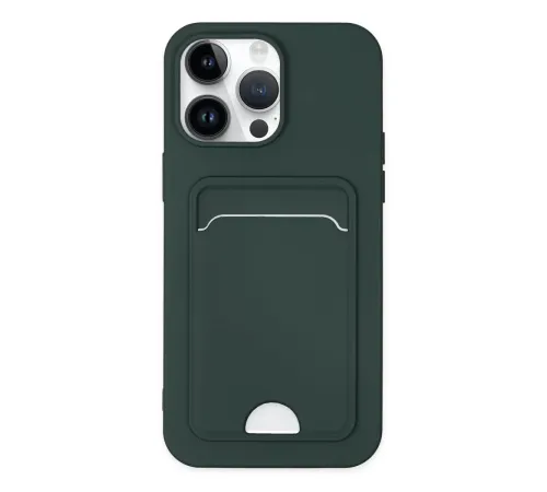 Apple iPhone 14 Pro Kılıf Kelvin Kartvizitli Silikon - Koyu Yeşil