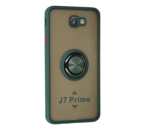 Samsung Galaxy J7 Prime Kılıf Montreal Yüzüklü Silikon Kapak - Yeşil
