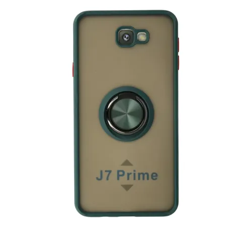 Samsung Galaxy J7 Prime Kılıf Montreal Yüzüklü Silikon Kapak - Yeşil