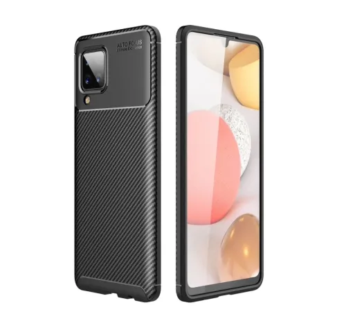 Samsung Galaxy A22 Kılıf Auto Focus Karbon Kapak - Siyah