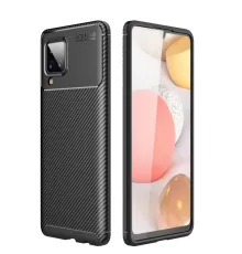 Samsung Galaxy A22 Kılıf Auto Focus Karbon Kapak - Siyah