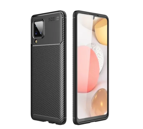 Samsung Galaxy A22 Kılıf Auto Focus Karbon Kapak - Siyah
