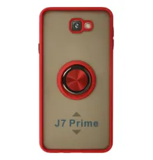 Samsung Galaxy J7 Prime Kılıf Montreal Yüzüklü Silikon Kapak - Kırmızı