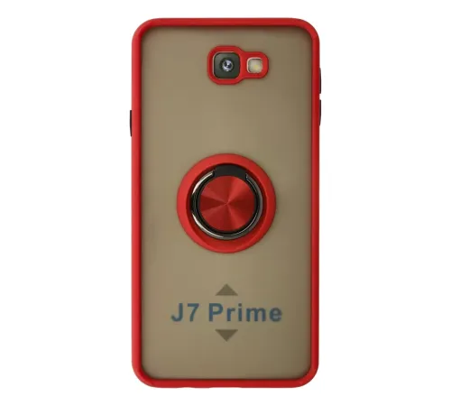 Samsung Galaxy J7 Prime Kılıf Montreal Yüzüklü Silikon Kapak - Kırmızı