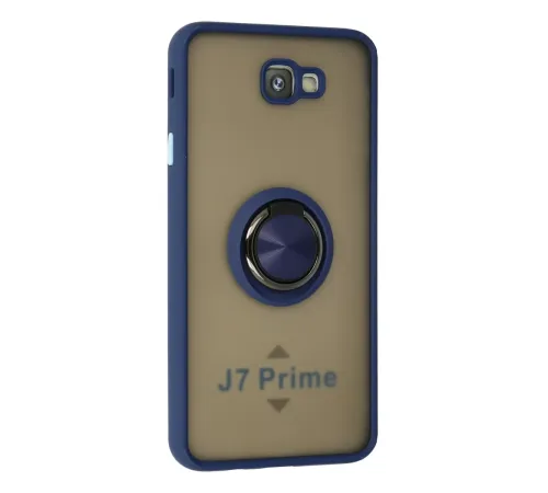 Samsung Galaxy J7 Prime Kılıf Montreal Yüzüklü Silikon Kapak - Lacivert