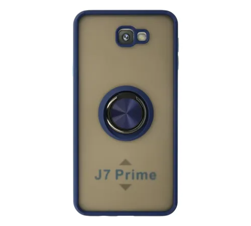 Samsung Galaxy J7 Prime Kılıf Montreal Yüzüklü Silikon Kapak - Lacivert