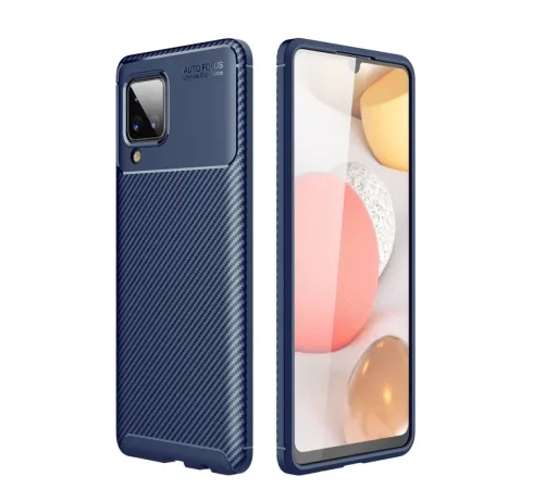 Samsung Galaxy A22 Kılıf Auto Focus Karbon Kapak - Lacivert