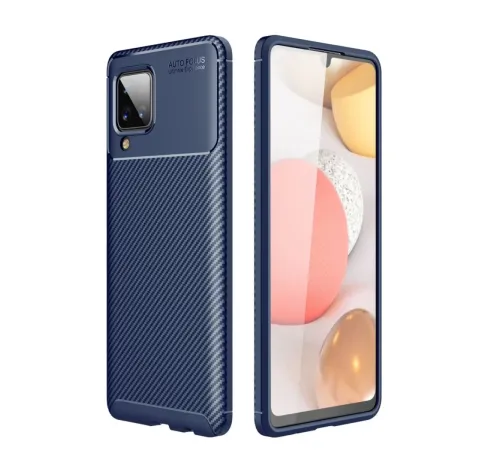 Samsung Galaxy A22 Kılıf Auto Focus Karbon Kapak - Lacivert