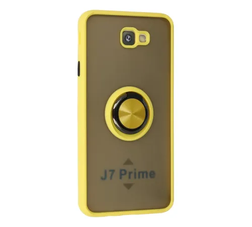 Samsung Galaxy J7 Prime Kılıf Montreal Yüzüklü Silikon Kapak - Sarı