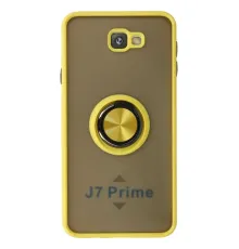 Samsung Galaxy J7 Prime Kılıf Montreal Yüzüklü Silikon Kapak - Sarı