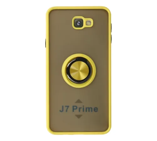 Samsung Galaxy J7 Prime Kılıf Montreal Yüzüklü Silikon Kapak - Sarı