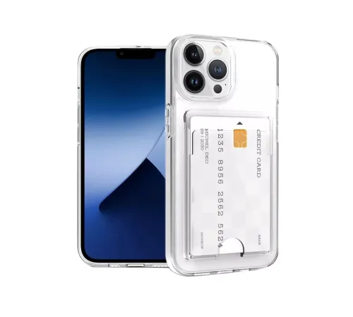 Apple iPhone 14 Pro Kılıf Kart Şeffaf Silikon - Şeffaf