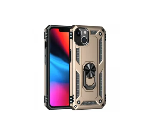 Apple iPhone 14 Kılıf Sofya Yüzüklü Silikon Kapak - Gold