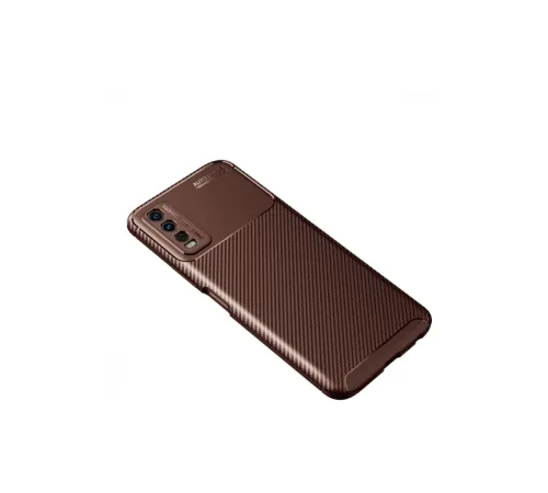 Vivo Y11S Kılıf Auto Focus Karbon Kapak - Kahverengi