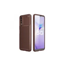 Vivo Y11S Kılıf Auto Focus Karbon Kapak - Kahverengi