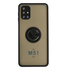 Samsung Galaxy M51 Kılıf Montreal Yüzüklü Silikon Kapak - Siyah