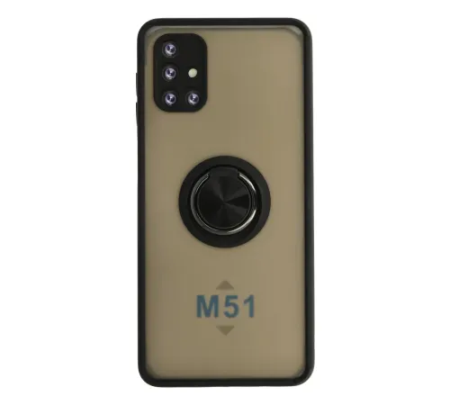 Samsung Galaxy M51 Kılıf Montreal Yüzüklü Silikon Kapak - Siyah