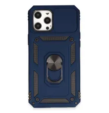 Apple iPhone 12 Pro Max Kılıf Pars Lens Yüzüklü Silikon - Lacivert