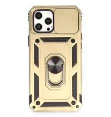 Apple iPhone 12 Pro Max Kılıf Pars Lens Yüzüklü Silikon - Gold