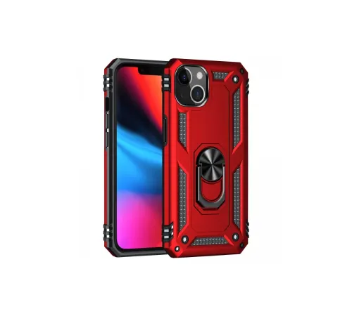Apple iPhone 14 Plus Kılıf Sofya Yüzüklü Silikon Kapak - Kırmızı