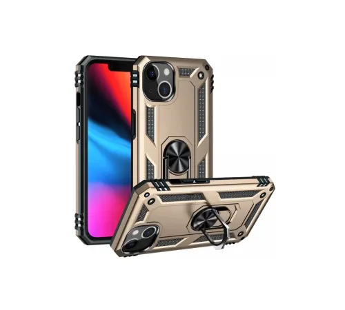 Apple iPhone 14 Plus Kılıf Sofya Yüzüklü Silikon Kapak - Gold