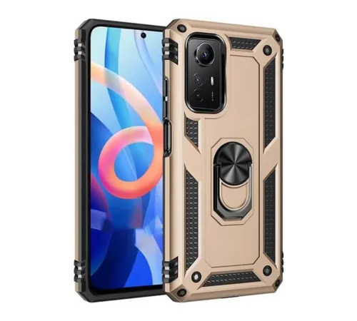 Xiaomi Redmi Note 12S Kılıf Sofya Yüzüklü Silikon Kapak - Gold
