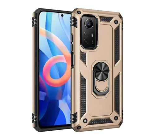 Xiaomi Redmi Note 12S Kılıf Sofya Yüzüklü Silikon Kapak - Gold