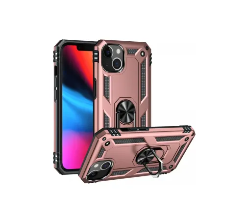 Apple iPhone 14 Plus Kılıf Sofya Yüzüklü Silikon Kapak - Rose