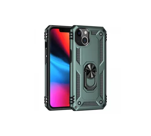 Apple iPhone 14 Plus Kılıf Sofya Yüzüklü Silikon Kapak - Yeşil