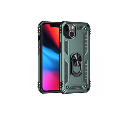 Apple iPhone 14 Plus Kılıf Sofya Yüzüklü Silikon Kapak - Yeşil