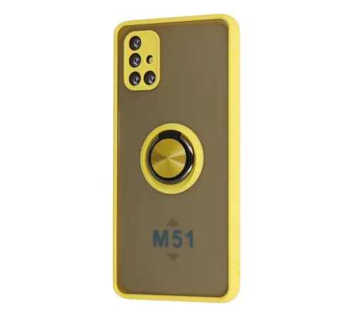 Samsung Galaxy M51 Kılıf Montreal Yüzüklü Silikon Kapak - Sarı