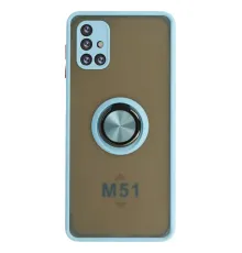 Samsung Galaxy M51 Kılıf Montreal Yüzüklü Silikon Kapak - Buz Mavi