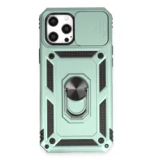 Apple iPhone 12 Pro Max Kılıf Pars Lens Yüzüklü Silikon - Yeşil