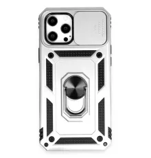 Apple iPhone 12 Pro Max Kılıf Pars Lens Yüzüklü Silikon - Gümüş