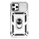 Apple iPhone 12 Pro Max Kılıf Pars Lens Yüzüklü Silikon - Gümüş